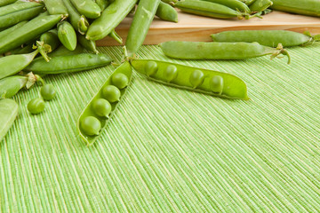 fresh green peas isolated on a napkin