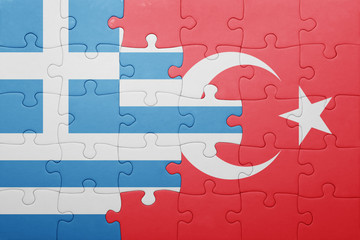 puzzle with the national flag of turkey and hungary
