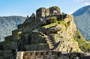 Deurstickers Machu Picchu Tempel van de Zon in Machu Picchu, de heilige stad van Inca& 39 s, Peru