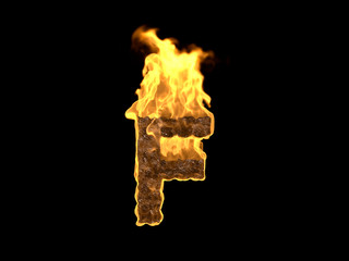 Feuer Buchstabe F auf schwarzem Hintergrund