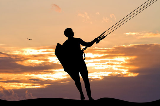 kite surfer at sunset
