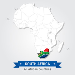 South Africa. All the countries of Africa. Flag version.