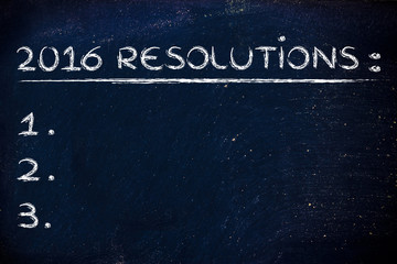 2016 resolutions: empty list background to add your text