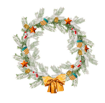 Christmas wreath round isolated on a white background