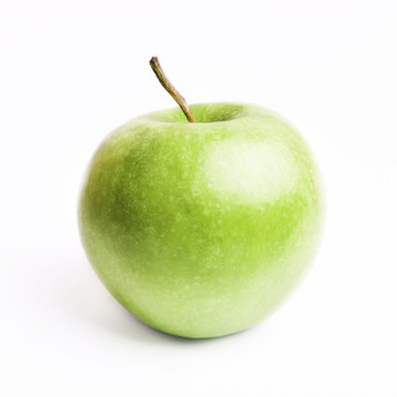 Green apple isolated on white background as package design element