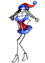 Girl in Santa Claus costume