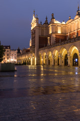 Cloth-hall (Sukiennice) in Krakow illuminated in early morning