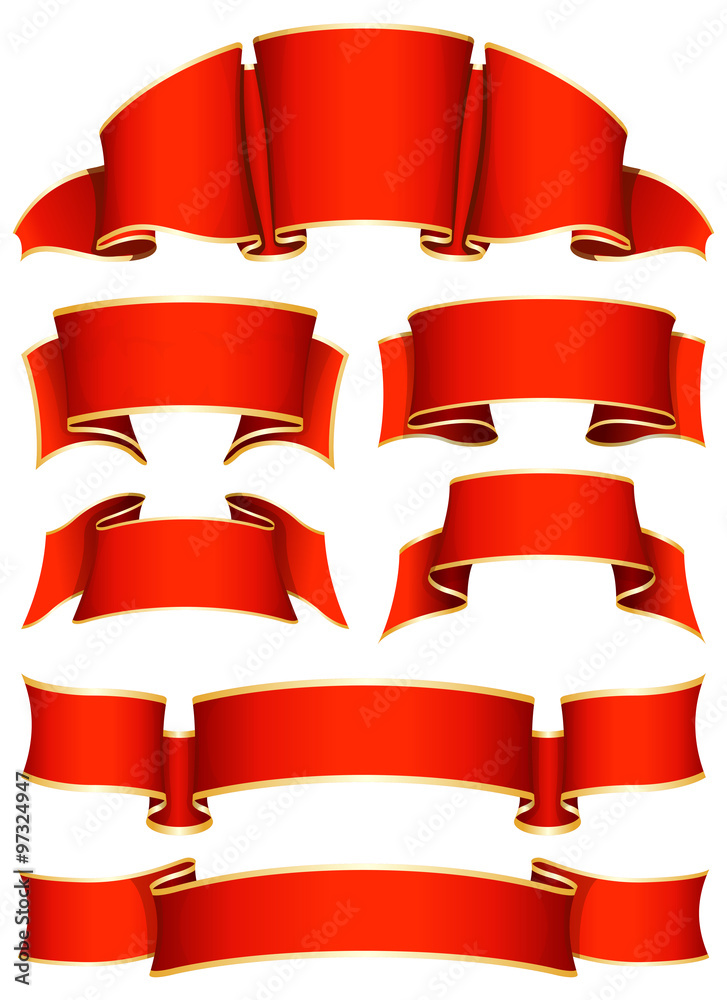 Wall mural Red ribbon set