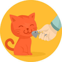 Cute Cat Feeding Fishbone