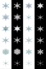 12 High Detailed Snowflakes with Alpha Keys
