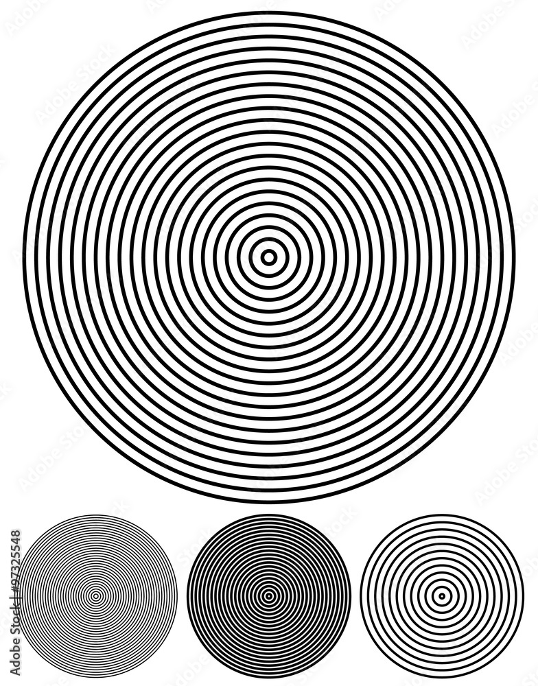 Poster Concentric circle elements. Set of 4 version. Vector.