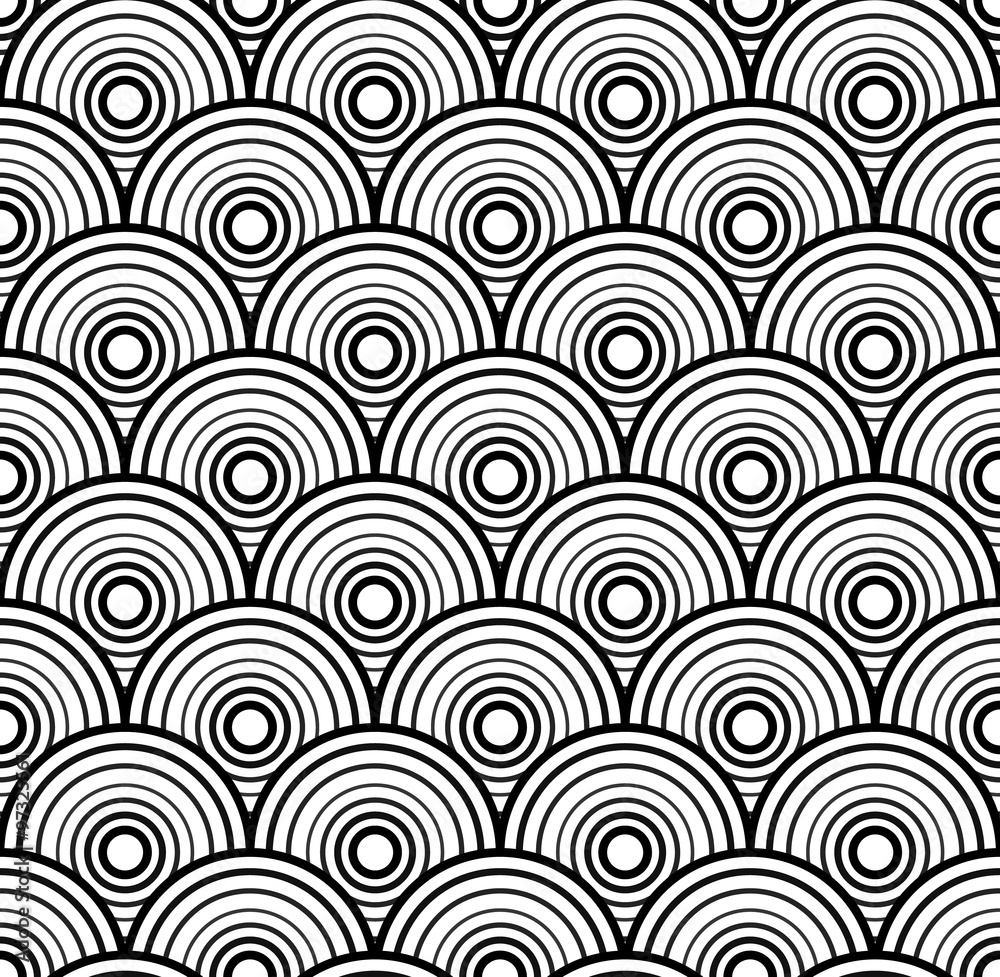 Leinwandbilder seamless geometric pattern with overlapping, concentric circles.
