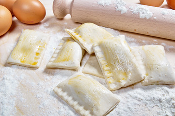 Raw pastry with stuffing