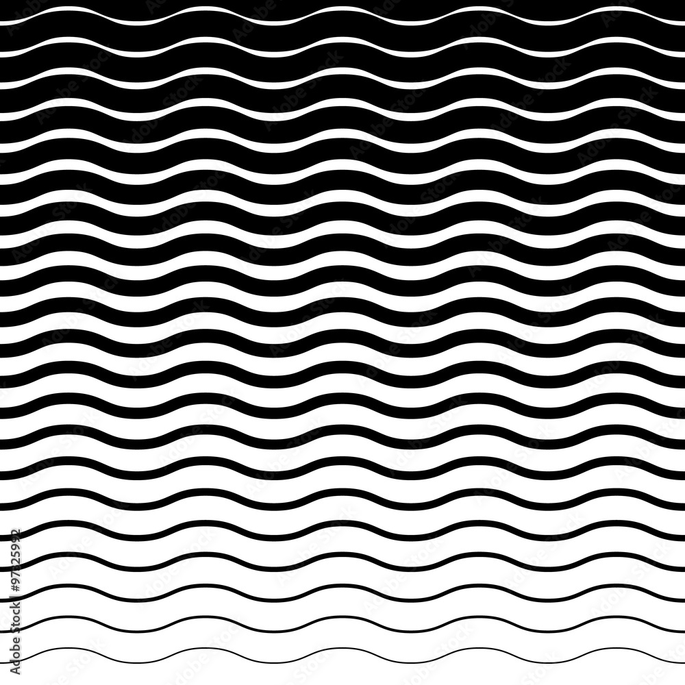 Aufkleber wavy, zig zag horizontal lines. horizontally seamless.