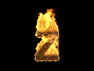 Feuer Buchstabe Z auf schwarzem Hintergrund