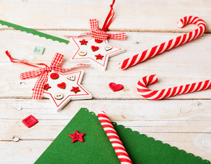 Background with candy canes and decorations