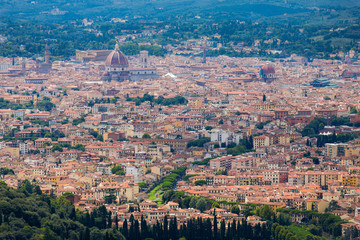 the Florence dome in a far away panorama from Fiesole
