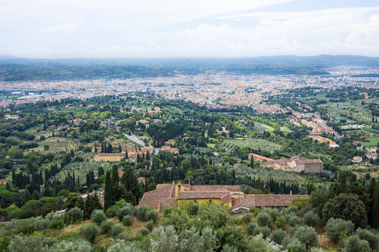 the Florence dome in a far away panorama from Fiesole