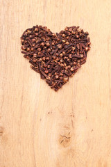 Heart form made from spice cloves