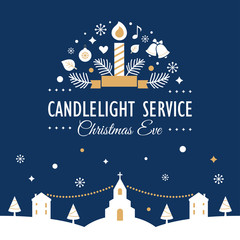 Christmas Eve Candlelight Service Invitation Card - 97328318