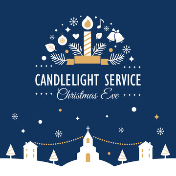 Christmas Eve Candlelight Service Invitation Card