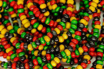background of multicolored small beads closeup