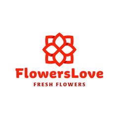 Fototapeta premium Flower love quality flat trend brand icon vector illustration