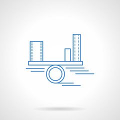 Income analysis blue flat line vector icon