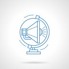 Blue flat line global advertising vector icon
