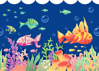 Naklejka premium Underwater Corals Fish