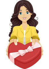 Teen Girl Give Chocolates Box