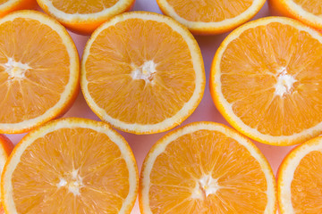 half oranges , sliced orange fruits closeup