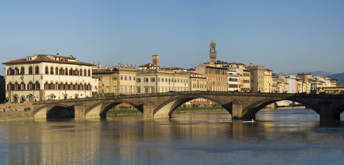 Naklejka premium Ponte alla Carraia, Bridge on the Arno river, Florence