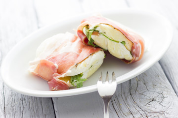Tomino cheese with bacon