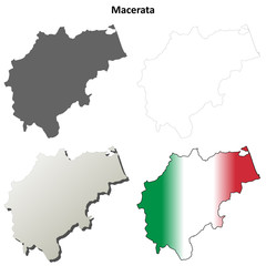 Macerata blank detailed outline map set