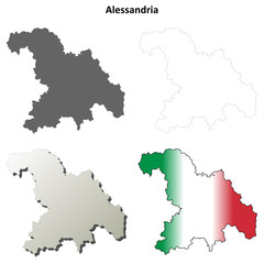 Obraz premium Alessandria blank detailed outline map set