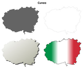 Cuneo blank detailed outline map set