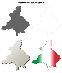 Verbano-Cusio-Ossola blank detailed outline map set