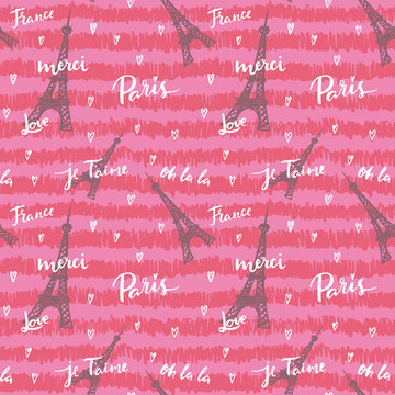 France, Paris, Oh La La! Fashion seamless background.