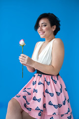 Woman happy with the flower