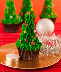 Christmas tree cupcakes