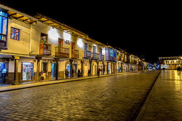 Night Views around Cusco City Centre, Peru South America