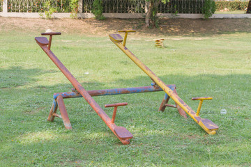 Old see-saw in the old playground