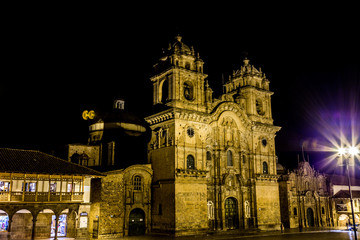 Fototapeta na wymiar Iglesia La Merced, Plaza de Armas in Cusco, Peru. The church was founded in 1535. 