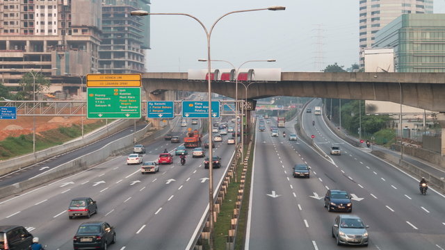 4k footage of traffic time lapse at Kuala Lumpur during sunrise