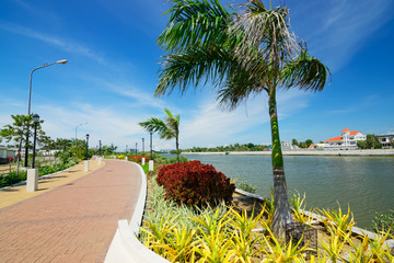 The esplanade along Iloilo River in Iloilo City, Philippines