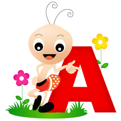 Animal alphabet letter A