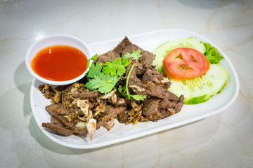 Fried liver with Garlic/Thai Food