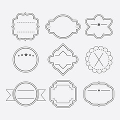 Cute and different stylish black empty outline template emblemss and tags set