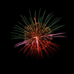 Colorful fireworks light on the sky